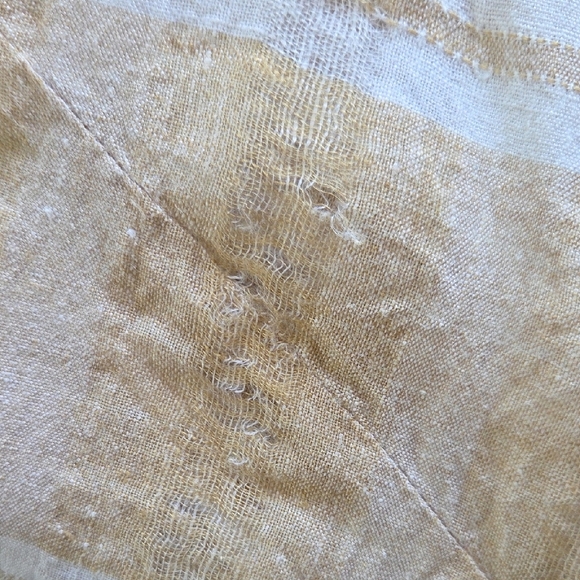 Anthro Akemi + Kin Cream & Tan Striped Dolman Linen Tunic - Size L - Picture 4 of 11